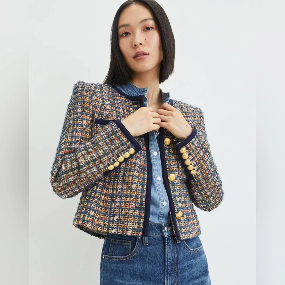 Veronica Beard Lars Tweed Jacket w/ gold buttons Sz. 2 - Picture 1 of 8
